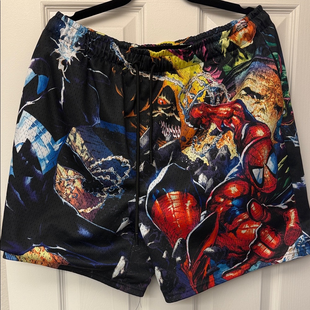 Men's Graphic Print Shorts - Black and Red
